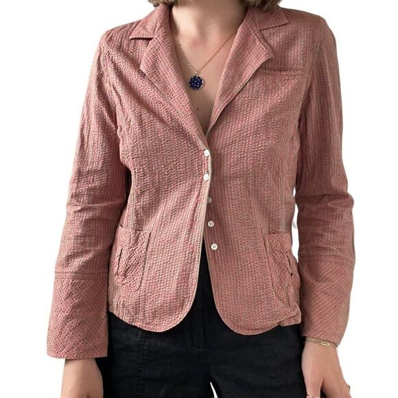 Robert Graham Womens Pink Green Seersucker Striped Collared Blouse Shirt Sz S - Picture 4 of 10